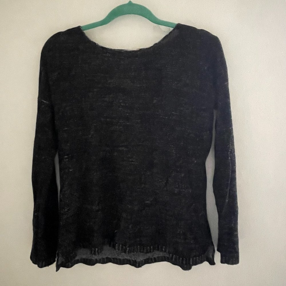 H&M / Women's Casual Long Sleeve Waffle Knit Top, black, S